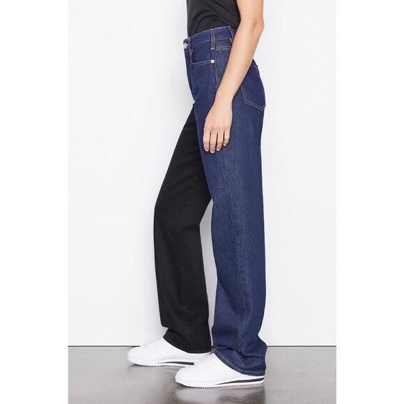 FRAME Womens Le Jane Colorblock Relaxed Jeans Size 23 Blue Black Dell Noir NWT - Picture 3 of 14